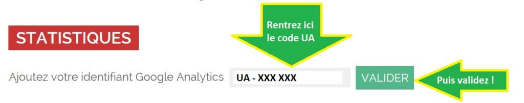 Rentrez votre code UA Google Analytics